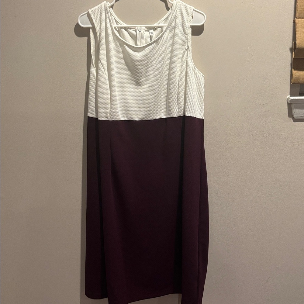 Maroon Dress with White Trim and maroon cropped blazer. Size 14W. - Picture 6 of 7